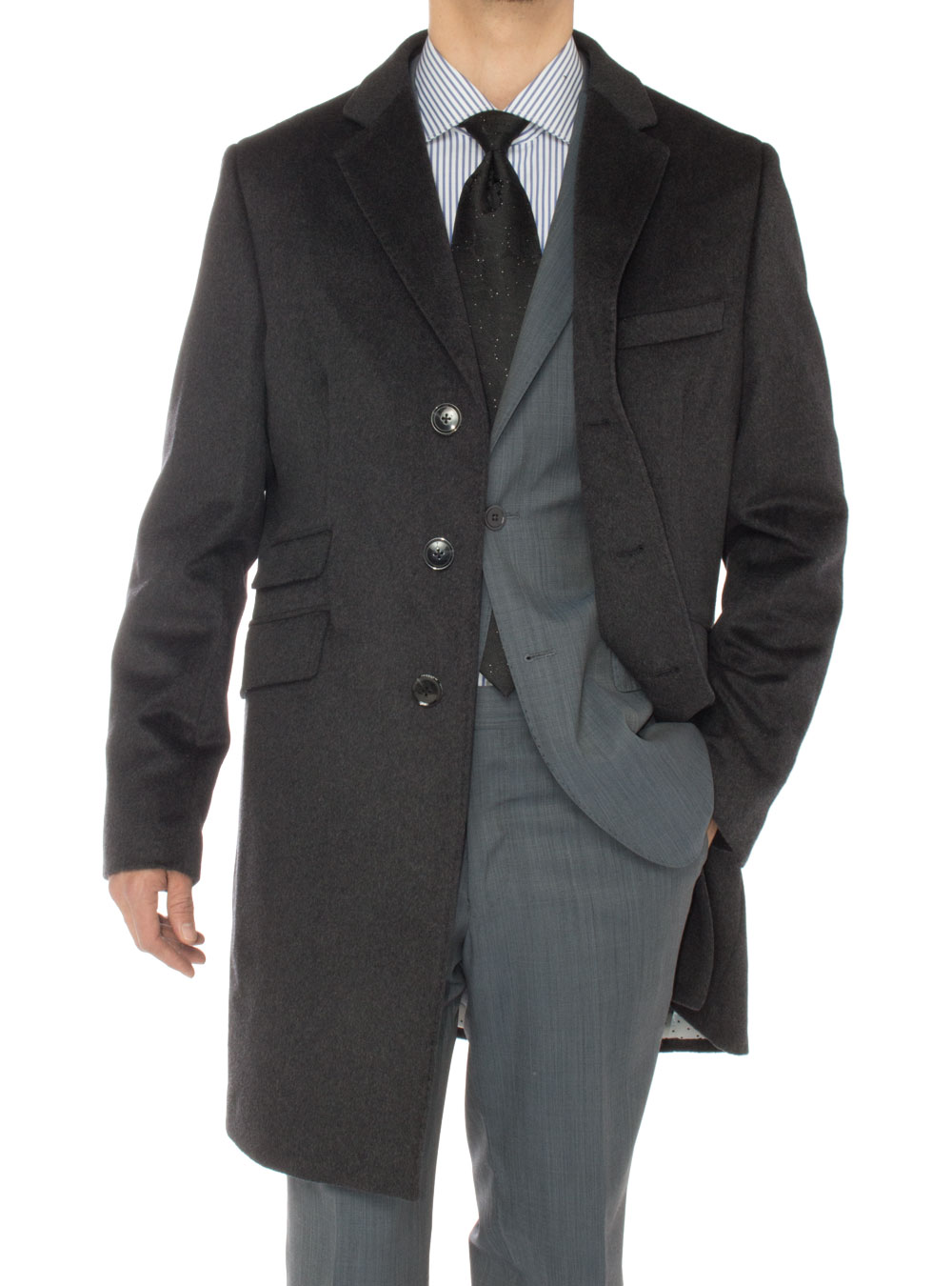 Luciano Natazzi Italian Mens Cashmere Ticket Pocket Top Trench Coat ...