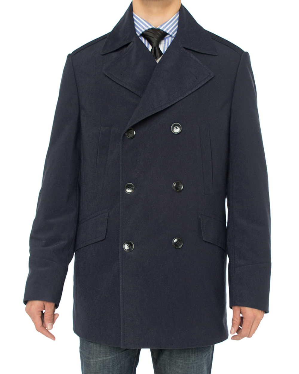 Luciano Natazzi Mens Double Breasted Topcoat Peacoat Casual Overcoat ...