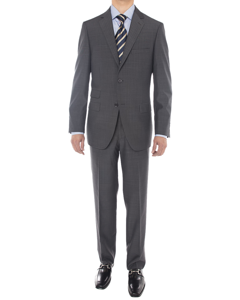 Luciano Natazzi Mens Two Button Super 160S Wool Suit 2 Piece Jacket ...