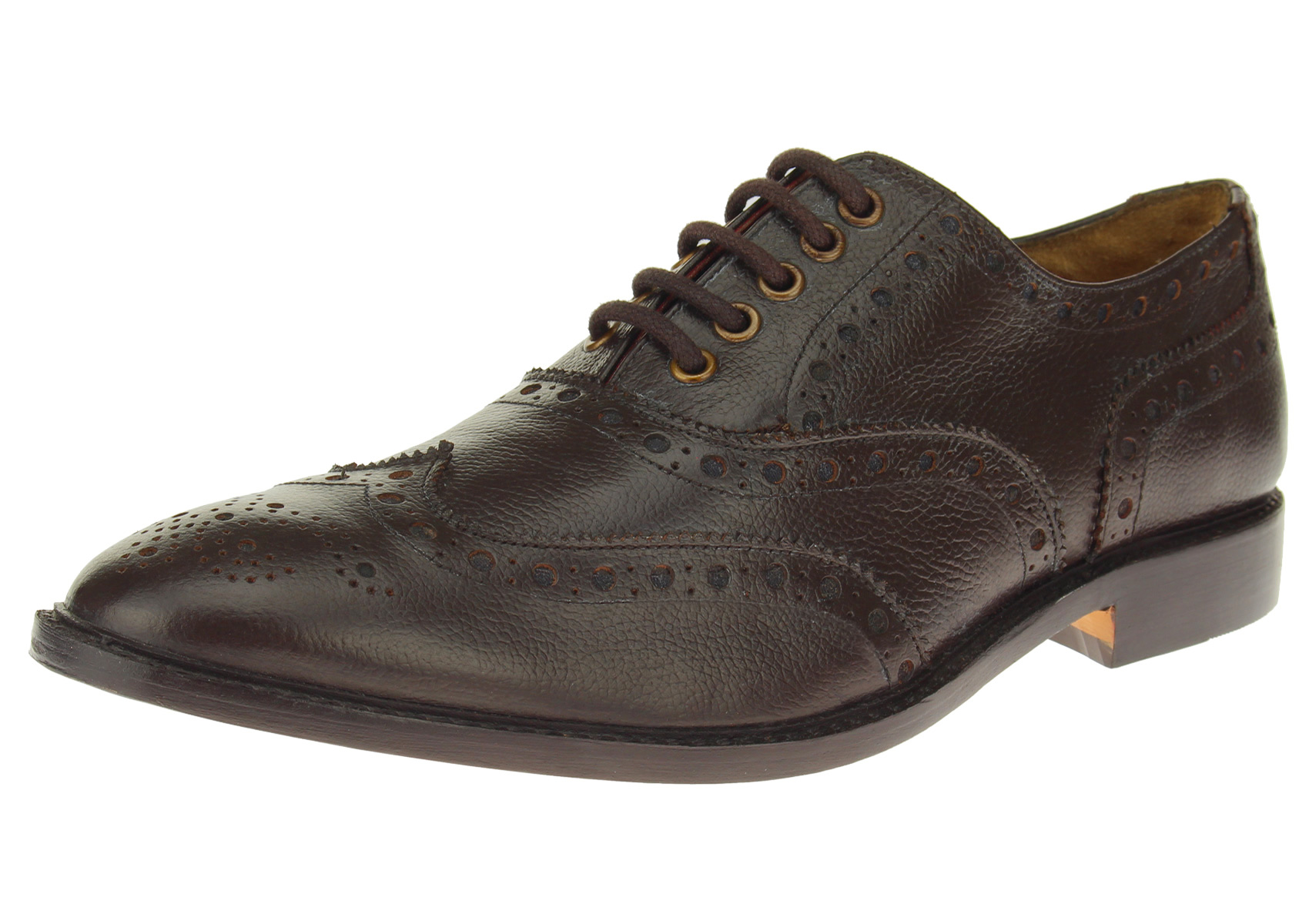 Luciano Natazzi Mens Dress Shoes Full Grain Leather Wingtip Oxford Lace